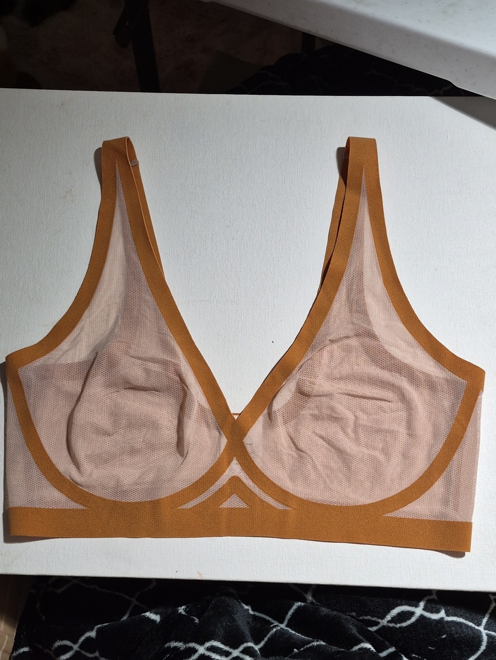 EBY Bralette Sz L Sheer Neutral Wireless